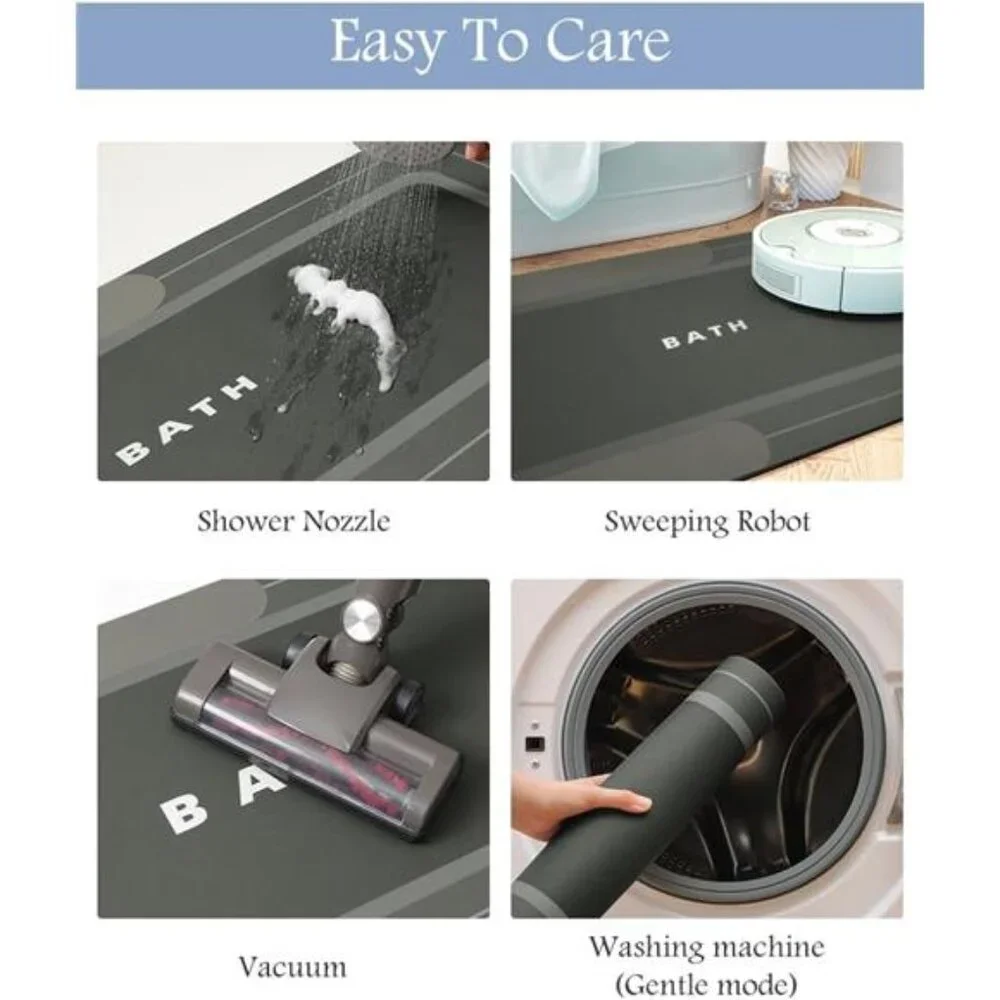 New -Bath Mat-Bath Mat Rug Non Slip Super Absorbent Stain Resistant Quick